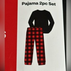 Plaid Flannel Pajama with Black top set for kids size 5-7